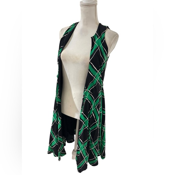 Anthropologie Maple Green Black Plaid Fit & Flare Dress Keyhole Neck Sleeveless - Picture 7 of 8